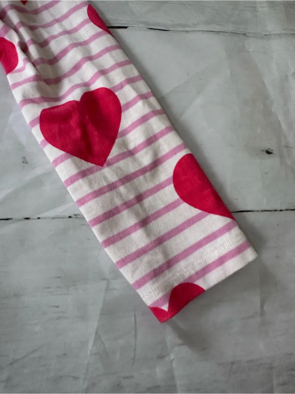 Mini Boden Pink and Red Heart Stripe Long Sleeve Dress size 7-8